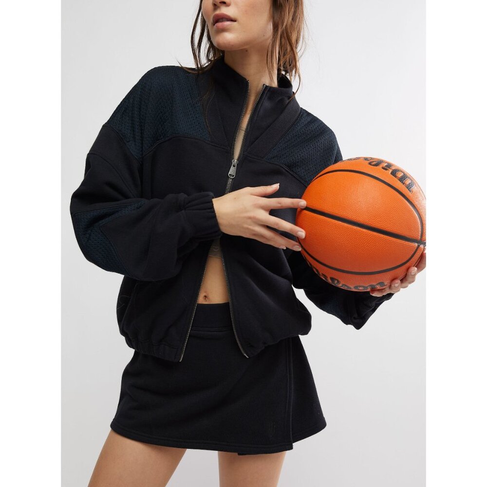 FP Movement by Free People Black Zip-Up Sweatshirt and skirt SET SZ LARGE